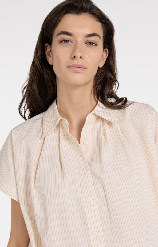 YAYA Blouse Boxy  Sleeveless Striped/ 01-201221-604 CREME DE PECHE ORANGE DESSIN