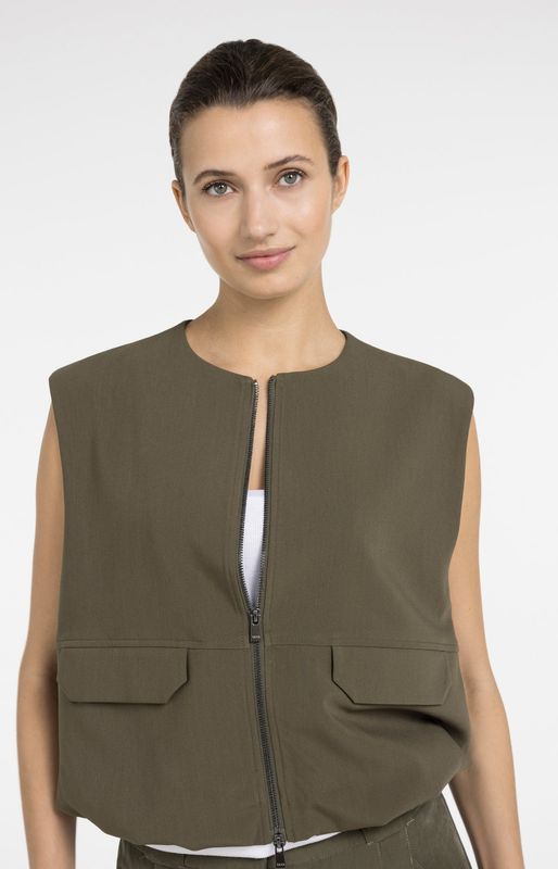 YAYA Jacket Sleeveless Zipper/ 01-511051-604 ARMY GREEN