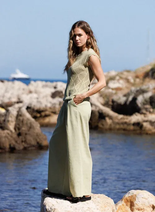 Ivy Beau Pants Wide Leg Viscose / 4201005 Pistachio