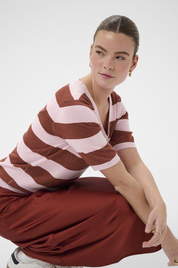 Kaffe Pullover Stripe / 10511730 Henna Shiny