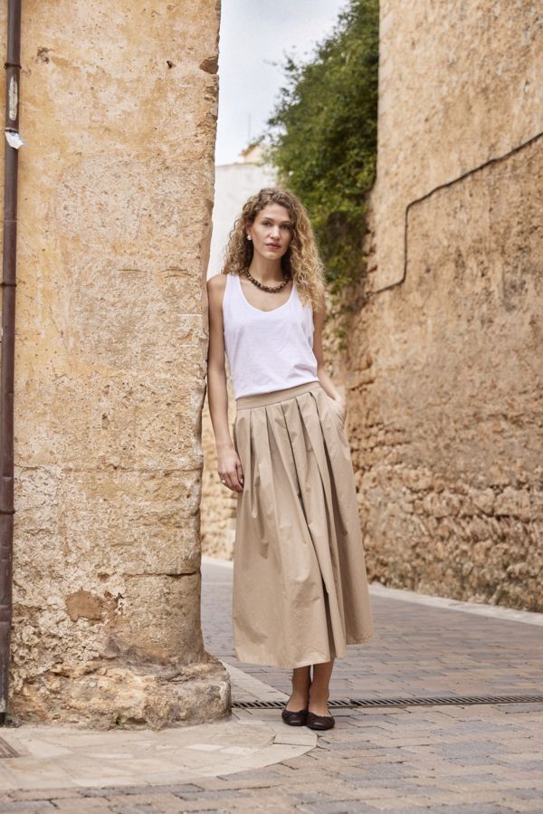 Fransa Skirt Maxi Cotton /  20617931 SAVANNAH TAN