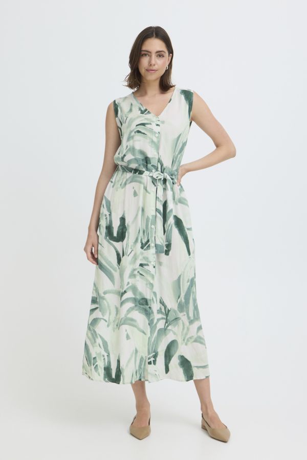 Fransa Dress Maxi Viscose /20617742 GREEN PALM LEAF