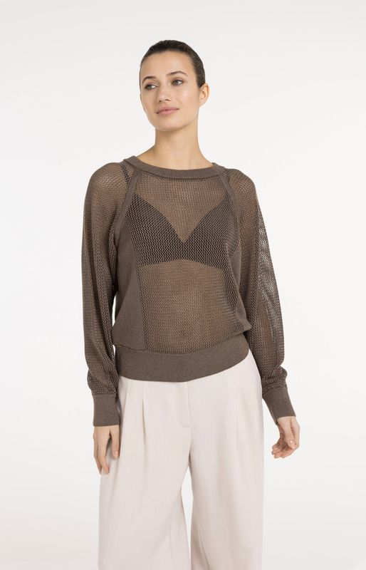 YAYA Pullover Mesh Structure/ 01-000592-605 WASHED BROWN
