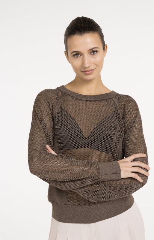 YAYA Pullover Mesh Structure/ 01-000592-605 WASHED BROWN