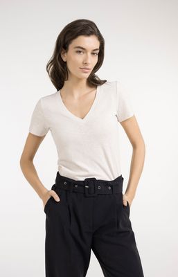 YAYA Top V-neck Cotton /  01-719094-605 CLOUD CREME WHITE