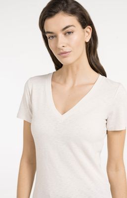 YAYA Top V-neck Cotton /  01-719094-605 CLOUD CREME WHITE