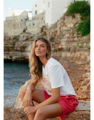 C&amp;S Tee Talia Cotton / 26ZFFC01 Offwhite/Sunkissed Coral