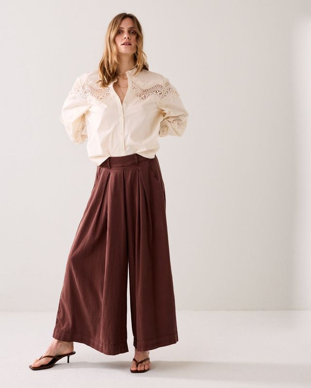 Summum Woman Pants Culotte Ultra Wide Leg/ 4s2827-12305 Coffee