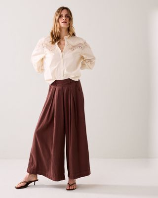Summum Woman Pants Culotte Ultra Wide Leg/ 4s2827-12305 Coffee