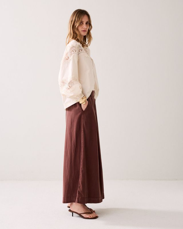 Summum Woman Pants Culotte Ultra Wide Leg/ 4s2827-12305 Coffee