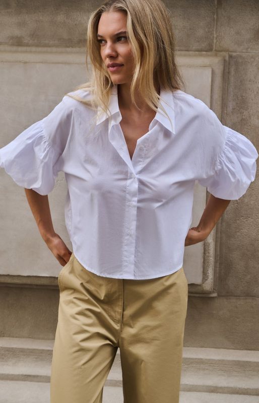 YAYA Blouse Cropped Balloonsleeve/ 01-201223-606 PURE WHITE