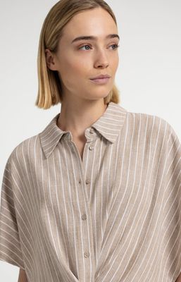 YAYA Blouse Striped Oversized / 01-201224-606 SAFARI BROWN DESSIN