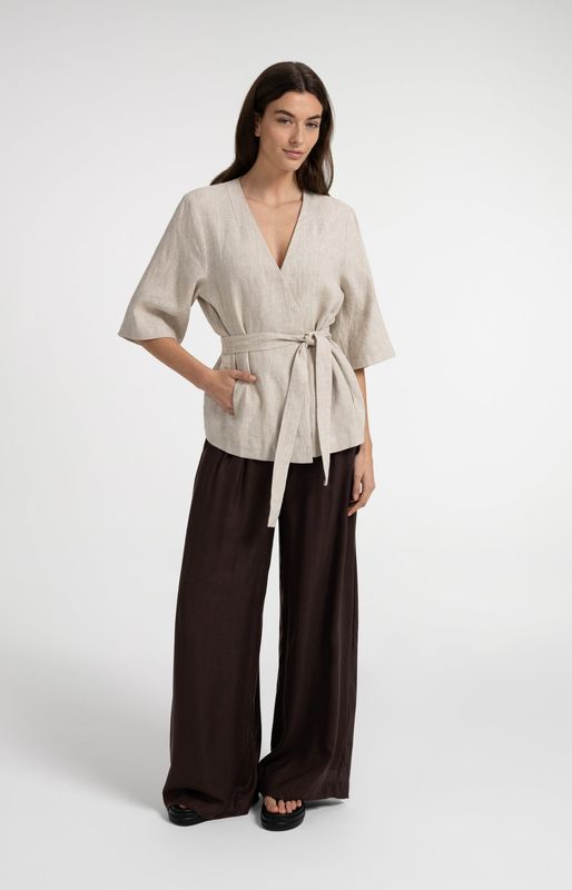YAYA Jacket Kimono Linen/ 02-001078-606 LIGHT BEIGE MELANGE