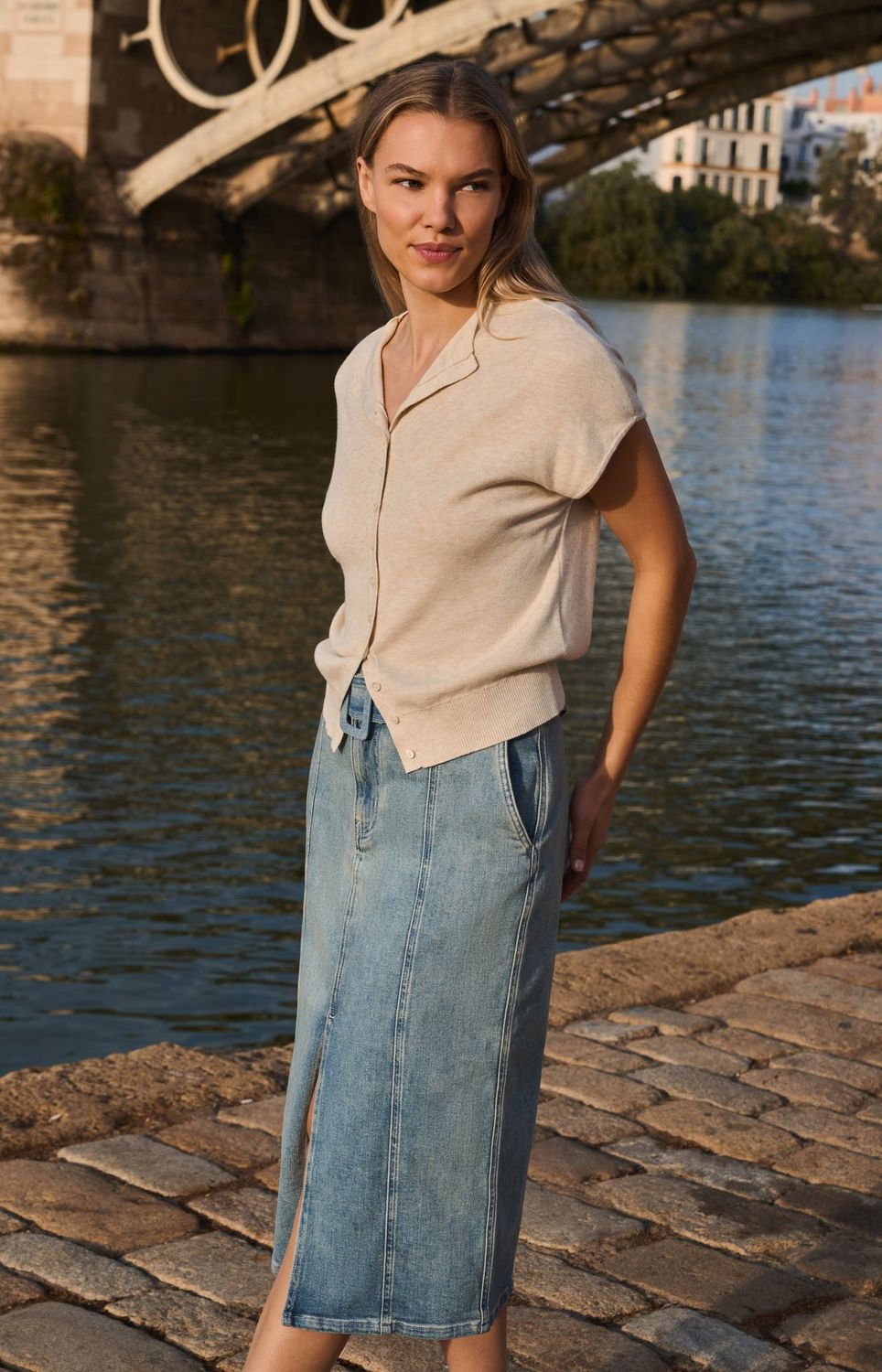 YAYA Skirt Midi Denim / 01-401095-607 MID BLUE DENIM