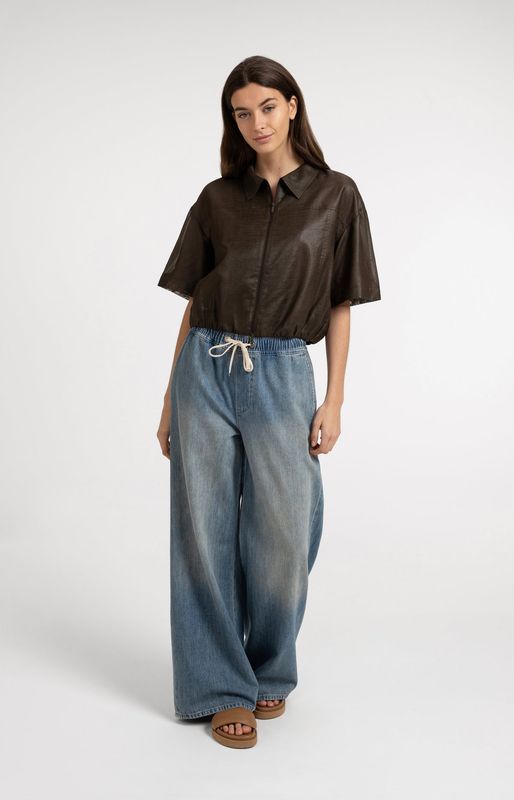 YAYA Jeans Wide Leg Drawstring/ 01-311148-607 MID BLUE DENIM