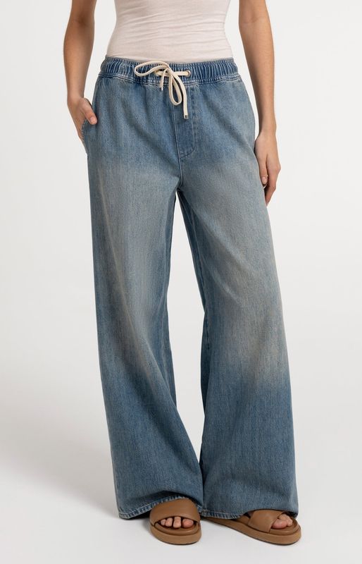 YAYA Jeans Wide Leg Drawstring/ 01-311148-607 MID BLUE DENIM