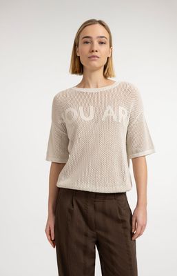 YAYA Top Open Knit Artwork / 01-000608-607 BEIGE