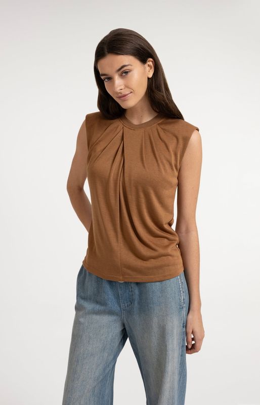 YAYA Shirt Neckline detail/ 01-709392-607 FOXTROT BROWN