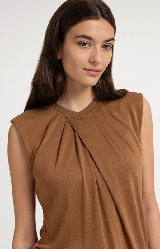 YAYA Shirt Neckline detail/ 01-709392-607 FOXTROT BROWN