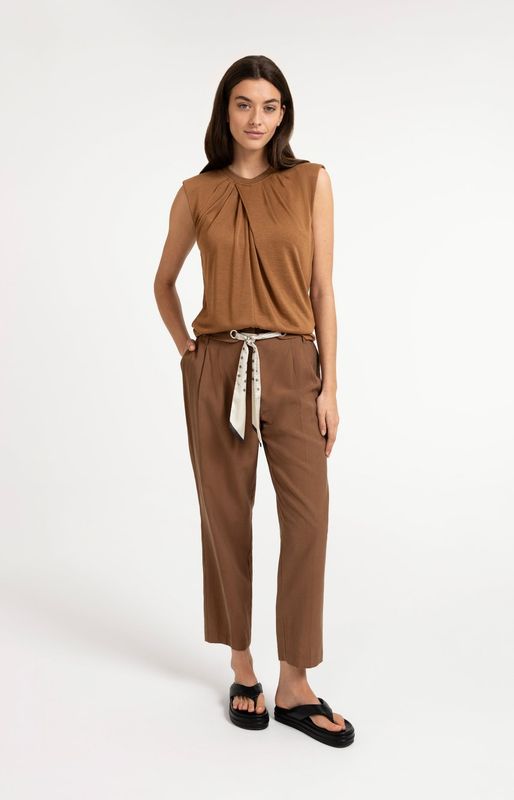 YAYA Pants Scarfdetail / 01-301266-607 PARTRIDGE BROWN