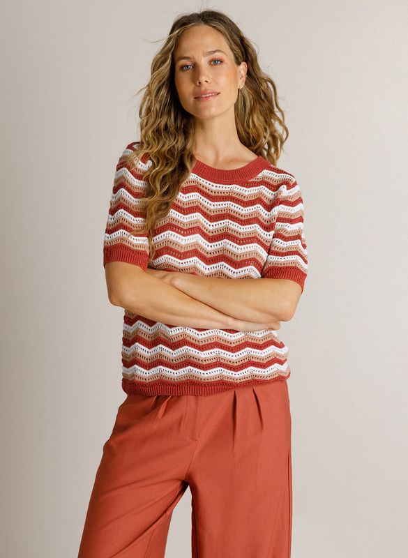 Ivy Beau Top Djuna Knitted Stripe / 4201096 Barn Red/Multi color