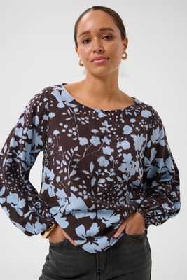 Kaffe Blouse Nadira Flower / 10511761 Coffee Bean/Blue Fog Flower