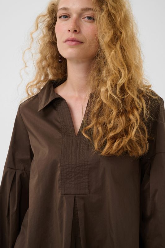 Culture Blouse Boxy Cottonmix / 50113382 Coffee Bean