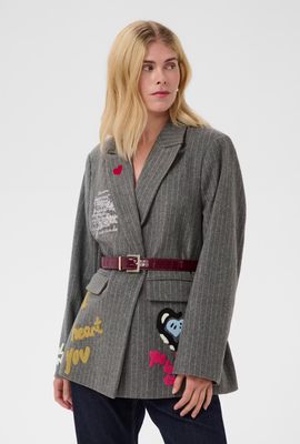 Culture DK Blazerjacket Pinstripe / 50113388 Grey Pinstripe