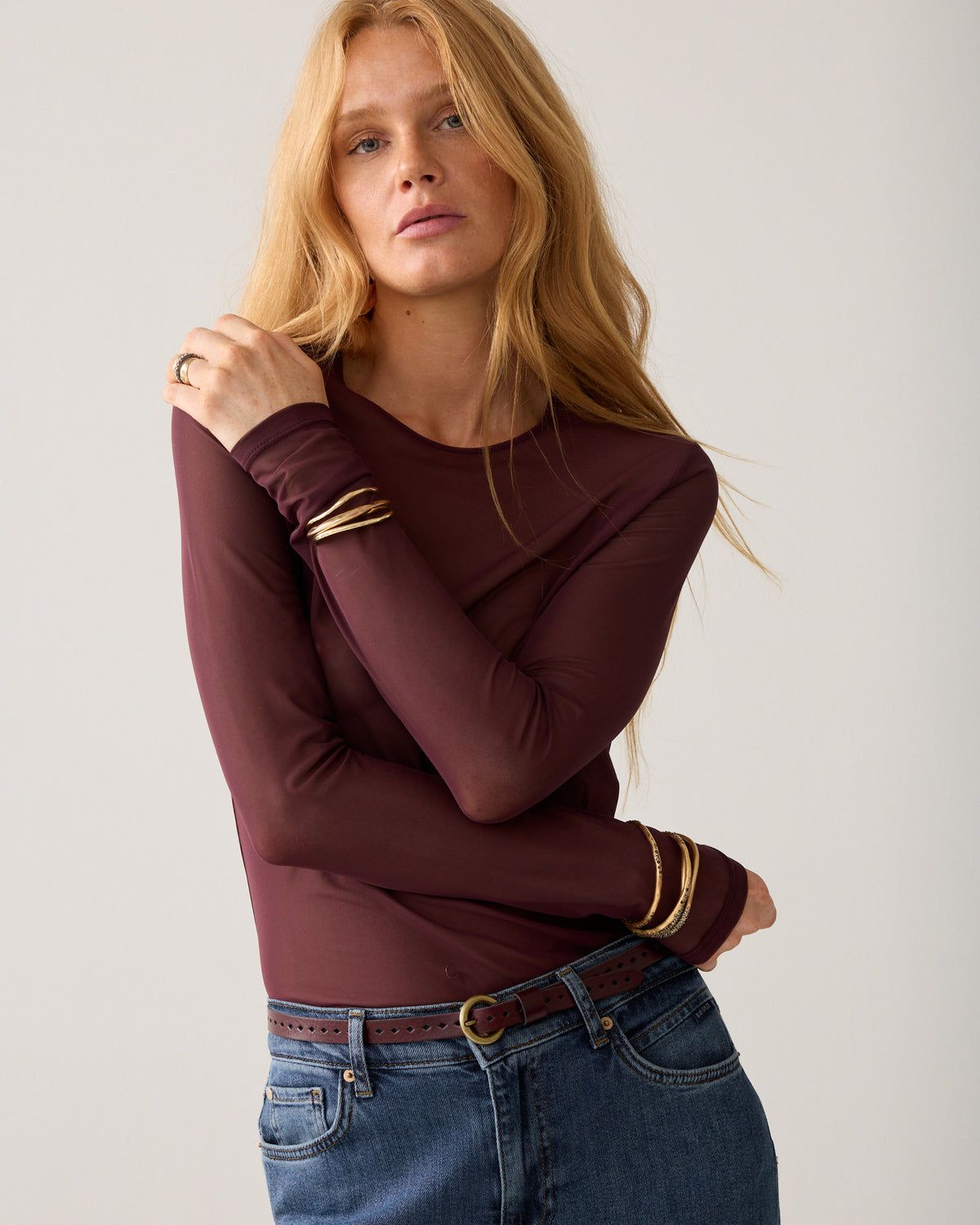 Summum Woman Top Mesh/ 3s5394-30180 335 Dark Burgundy