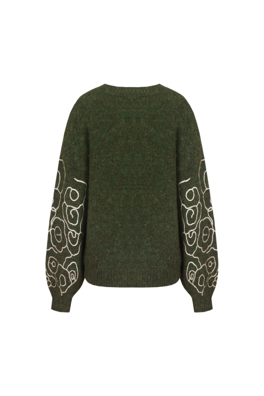 C&amp;S The Label Pullover Knitted Wings / 26NVC01 Dark Olive/Sand