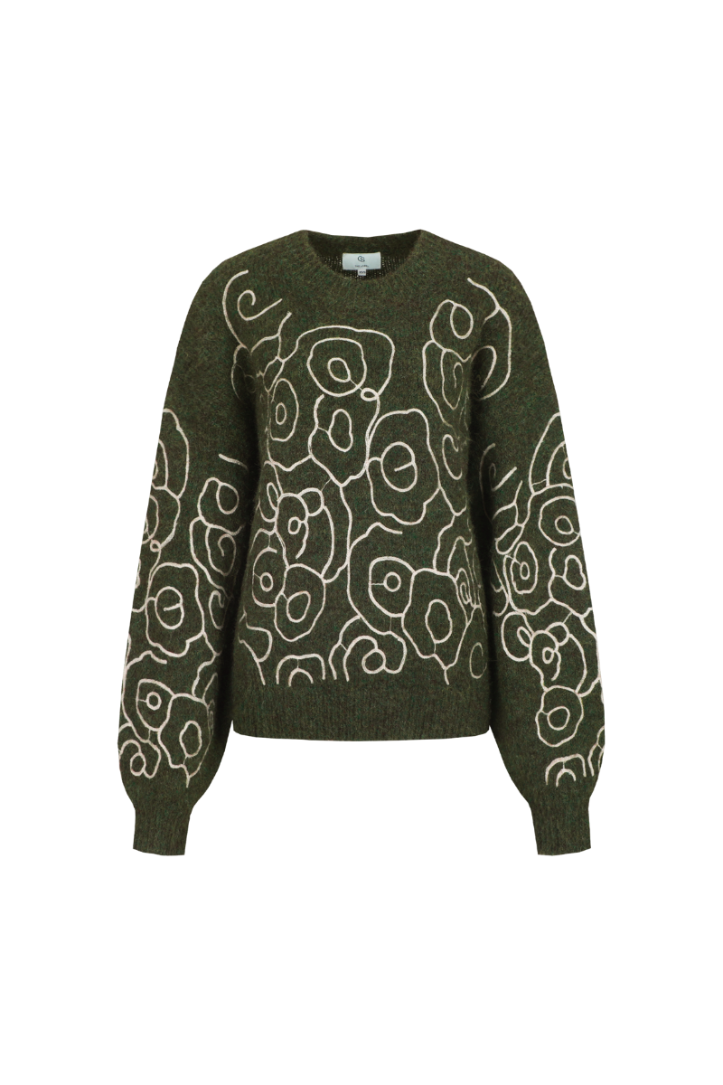 C&amp;S The Label Pullover Knitted Wings / 26NVC01 Dark Olive/Sand