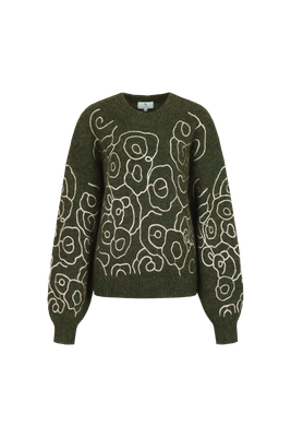 C&amp;S The Label Pullover Knitted Wings / 26NVC01 Dark Olive/Sand