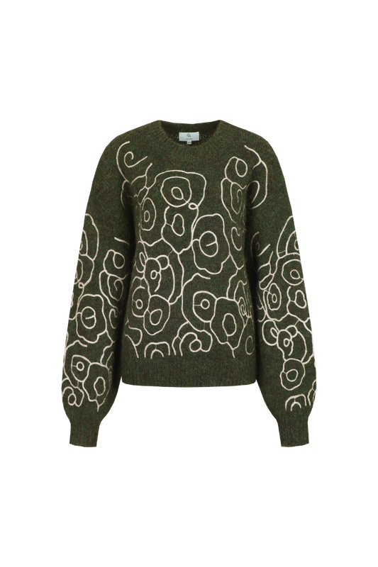 C&amp;S The Label Pullover Knitted Wings / 26NVC01 Dark Olive/Sand
