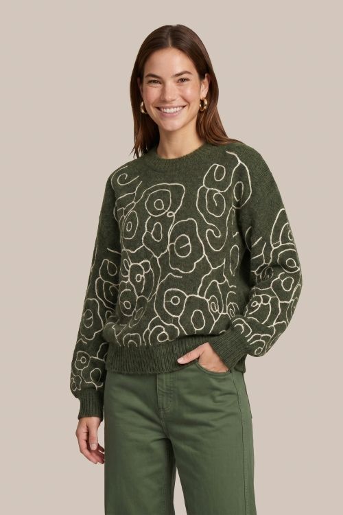 C&amp;S The Label Pullover Knitted Wings / 26NVC01 Dark Olive/Sand