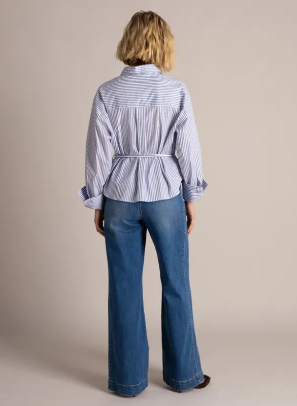 Yest Blouse Stripe Glam detail / 0006693 Morning Blue/Off Whi