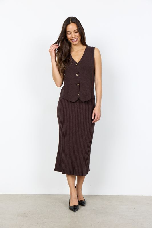 Soya Concept skirt Midi Rib / 33693 98980 CHOCOLATE PLUM MELANGE