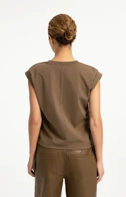 YAYA Top Satinlook / 01-709405-608 TEAK BROWN