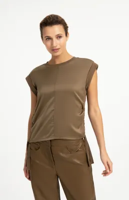 YAYA Top Satinlook / 01-709405-608 TEAK BROWN