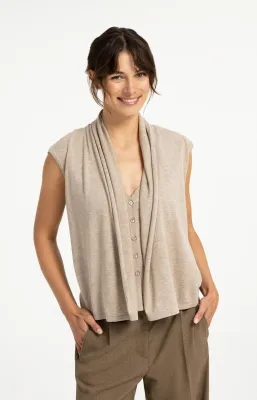 YAYA Cardigan Double Layered / 01-010176-608 PURE CASHMERE GREY MELANGE