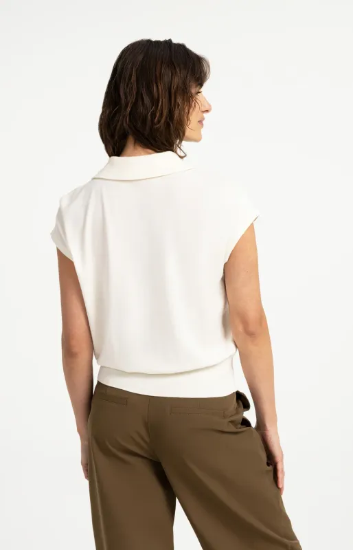 YAYA Sweater Sleeveless Polo /01-000612-608 OFF WHITE