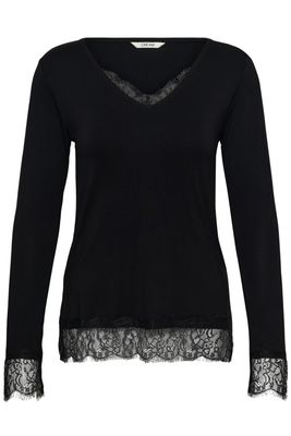 Cream Top Longsleeve Lace Detail/ 10615771 Pitch Black