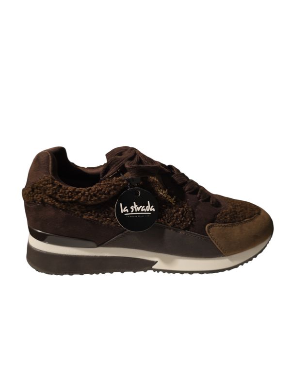 La Strada Sneaker Teddy Faux Fur Detail/ 2503951 Chocolate Brown