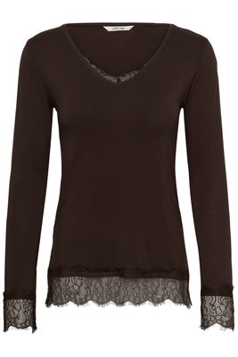 Cream Top Longsleeve Lace Detail/ 10615771 Java
