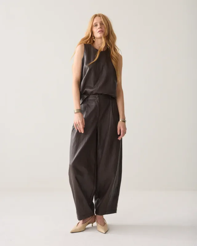 Summum Woman Top Sleeveless Faux Leather / 2s3557-12526 754 Chocolat