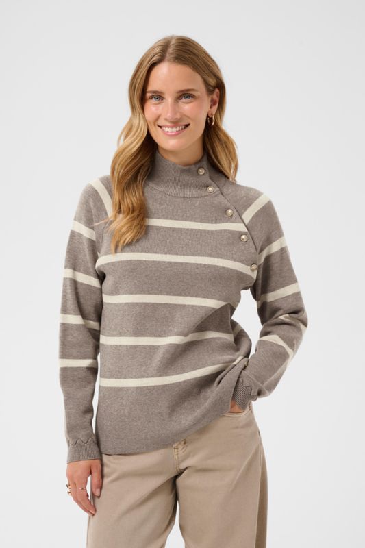 Cream Pullover Stripe/ 10614314 Brown Lentil Oatmeal Stripe
