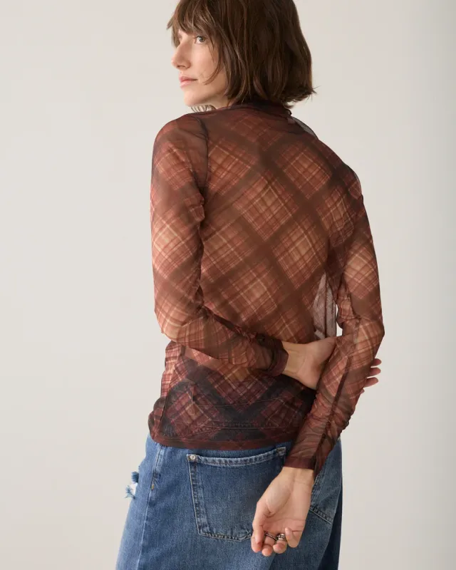 Summum Woman Top Longsleeve Check Mesh / 3s5328-30802 754