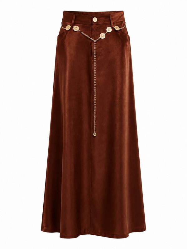 ICNK Skirt Maxi Silky Shine / ICNKFW26-P660-08 Brandy Brown