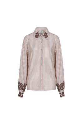 C&amp;S Blouse / 26NXC04 Mocha Brown/Offwhite