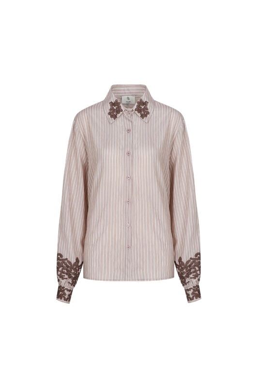 C&amp;S Blouse / 26NXC04 Mocha Brown/Offwhite