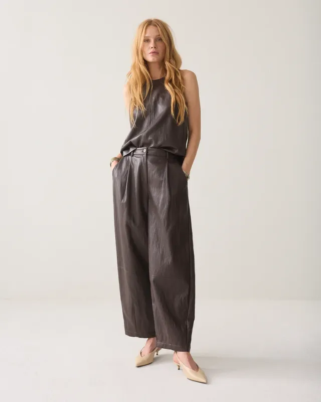 Summum Woman Pants Balloonfit Faux Leather / 4s3043-12526 754 Chocolat